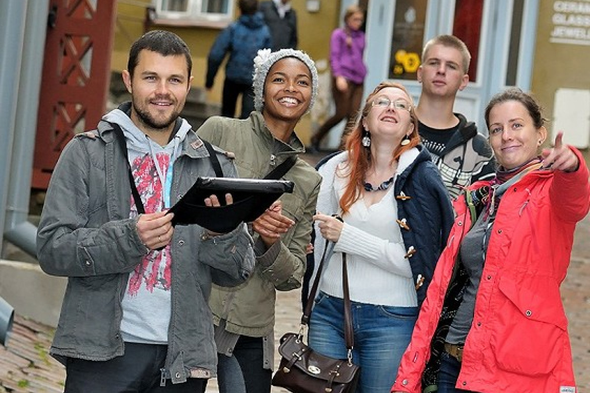 Outdoor escape game being played in Madrid.